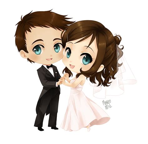 Cute Wedding Couple Cartoon Png Isolated File Png Mart