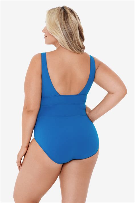 Miraclesuit Plus Size Square Neck Bandit One Piece Swimsuit