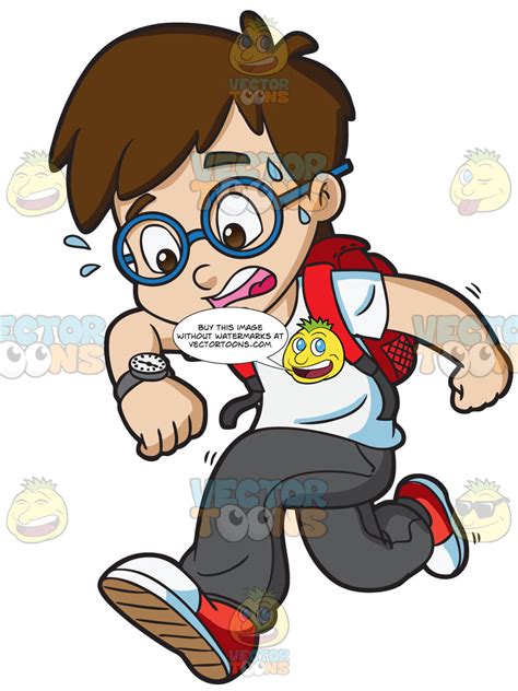 A Boy Running Late Clipart Cartoons By Vectortoons