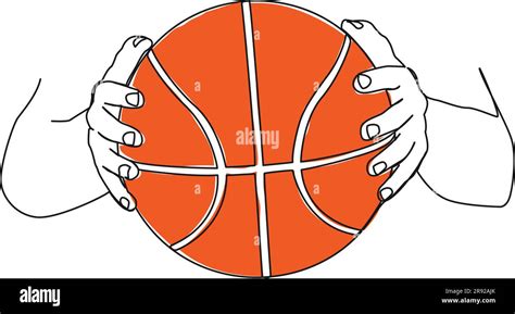 Continuous Single Line Drawing Of Hands Holding Basketball Line Art