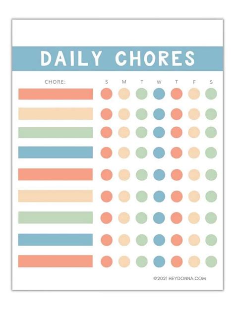 Free Printable Chore Chart For Kids Hey Donna