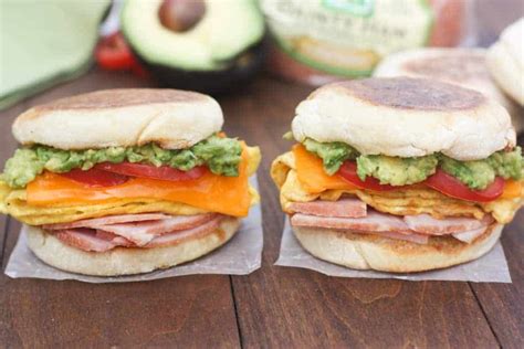 Cheesy Egg Avocado And Ham Breakfast Sandwiches Tastes Better From