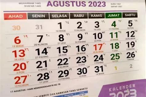 Kalender Jawa Kamis 31 Agustus 2023 Lengkap Dengan Pasaran Jawa Hari