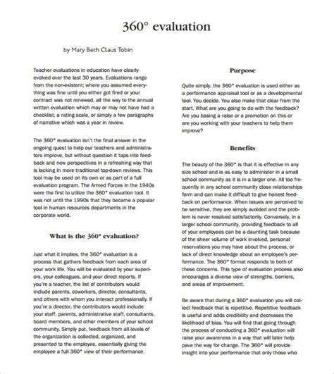 Free 6 Sample 360 Evaluations In Ms Word Pdf