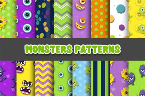 Monsters Digital Papers Patterns Graphic By Grafixeo · Creative Fabrica
