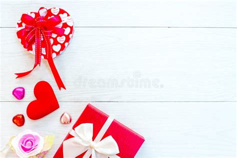 Valentine Flat Lay Photo On Wood Background Stock Image Image Of