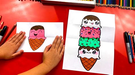 How To Draw An Ice Cream Tower Folding Surprise Art For Kids Hub