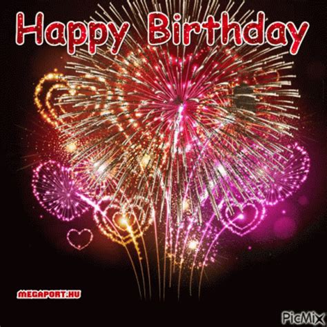 Fireworks Are Lit Up In The Night Sky With Words Happy Birthday On It S Side