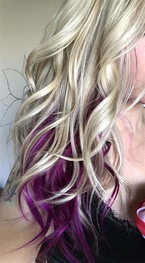 Some purple colors like lilac require light blonde hair, whereas darker purple colors can be applied to brown or dark blonde hair, depending on how light you want the color to be. Fuschia peekaboo hair. Blonde hair. Purple hair. Deep pink ...