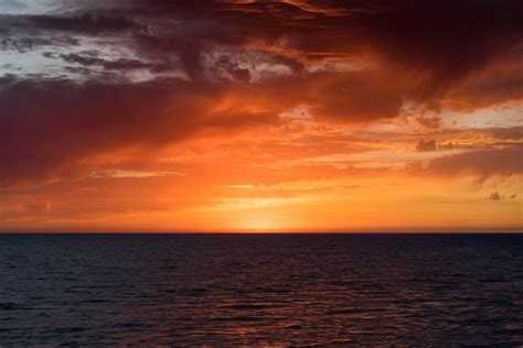 Sea Horizon Sunset Orange Sky Skyscape Orange Sky Nature