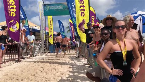 swimmers having a blast in the three races today at barbados open water festival sun sea