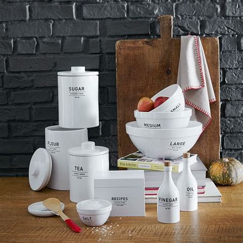 Designed exclusively for west elm by aaron probyn, our kaloh collection features a slightly textured, matte finish. Utility Kitchen Canisters - White | west elm