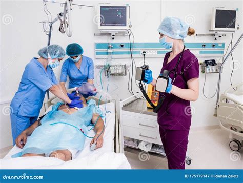 Doctors Give Resuscitation To A Male Patient In The Emergency Room