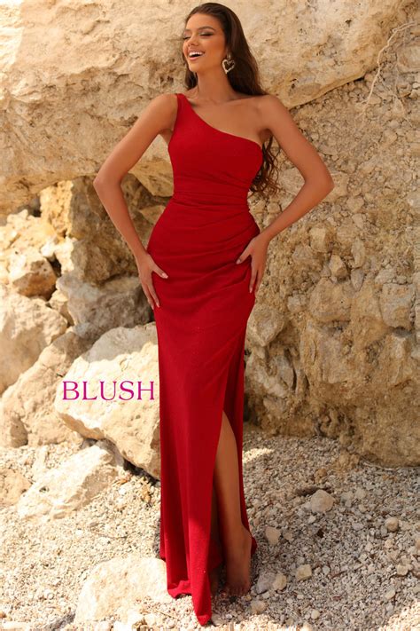 one shoulder prom dress blush 20519