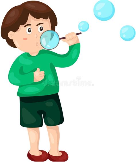 Boy Blowing Bubbles Stock Vector Illustration Of Explosion 34972841