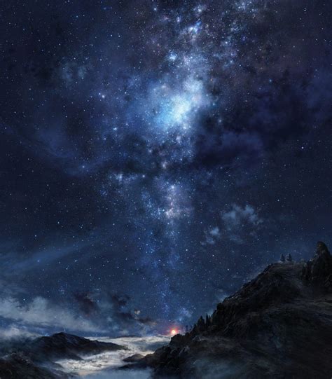 Stars Galaxy Clouds Sky Nebula Mountains Night Hd Wallpapers