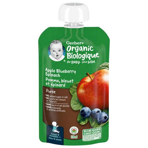 Gerber Organic Purée Apple Blueberries Spinach Baby Food Walmart Canada