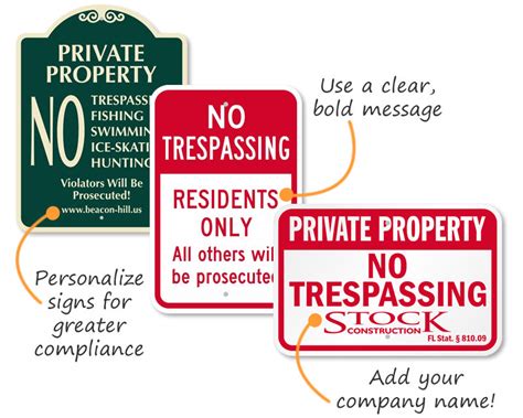 Custom No Trespassing Signs Personalize Signs