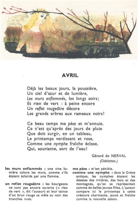 Avril Gérard De Nerval Léducation Française French Expressions Poème Pour Papa