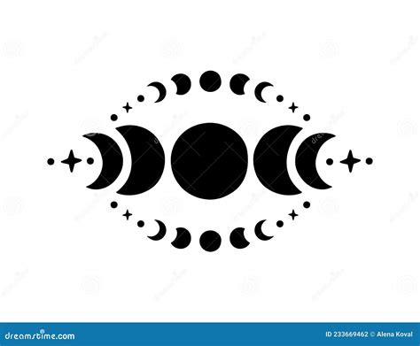 Contemporary Art With Moon Phases Vector Illustration Stock Vector