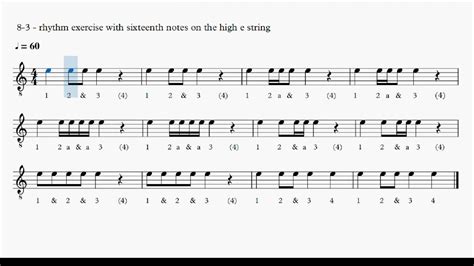 8 3 Rhythm Exercise With Sixteenth Notes On The High E String Youtube