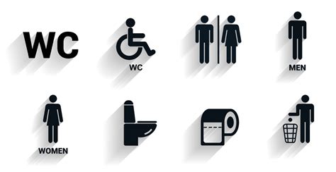 Toilet Icons Set In With Shadow Toilet Signs Restroom Icons Bathroom