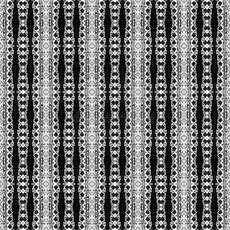 Black And White Seamless Embroidery Pattern Ikat Ethnic Ornament