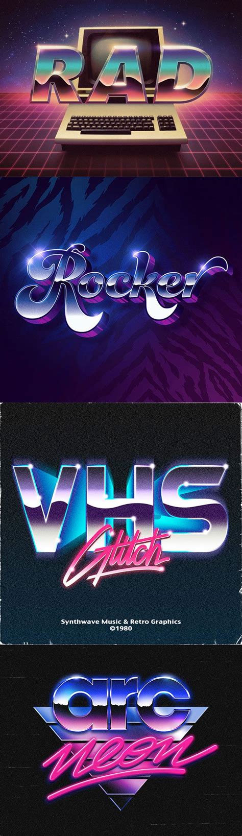 Showcase Of Rad Retro Designs With 80s Style Chrome Text Effects