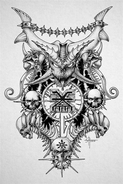 Khorne Dotwork Art By Zmeymh Skull Art Tattoo Viking Compass Tattoo