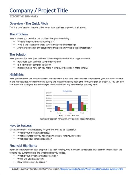 Executive Summary Template For Word