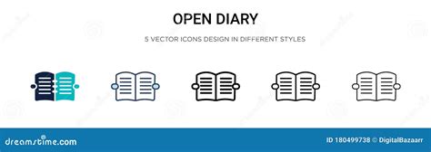 Open Diary Icon In Filled Thin Line Outline And Stroke Style Vector