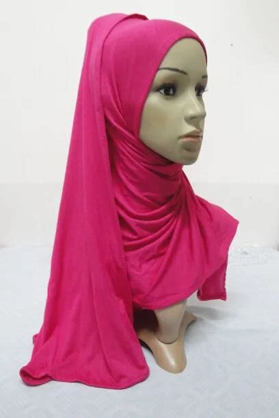 h836a plain amira style pull on jersey scarf hijab instant hijab shawl in women s scarves from