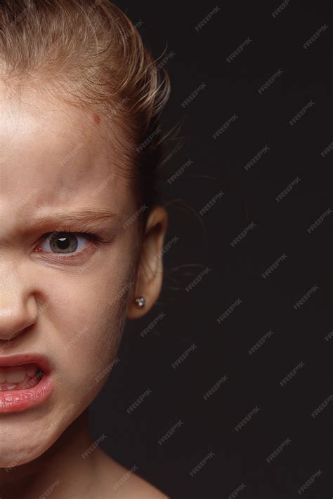 Free Photo Close Up Portrait Of Little And Emotional Caucasian Girl