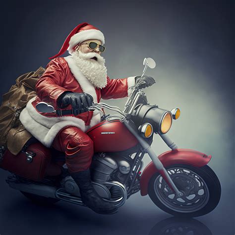 Santa riding a motorcycle