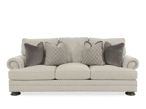 Nailhead Accented 98 Rolled Arm Sofa In Gray Mathis Brothers Furniture