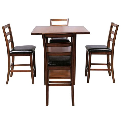 5 Pieces Wooden Counter Height Dining Set Square Dining Tablewith 2