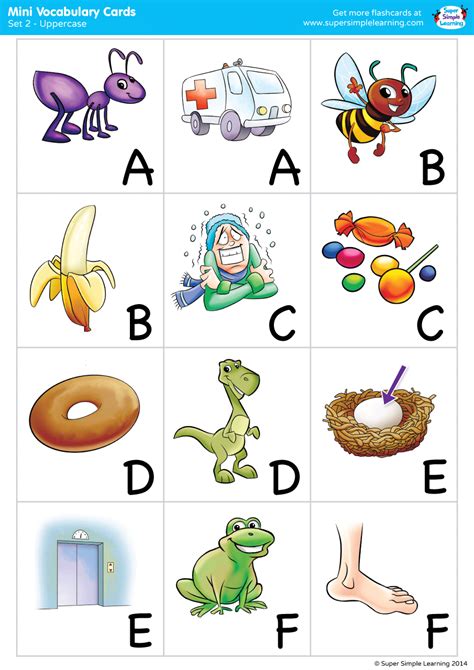 Alphabet Vocabulary Mini Cards Set 2 Uppercase Super Simple