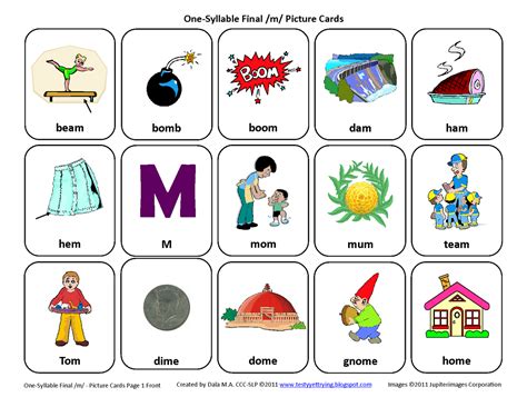 Testy Yet Trying Final M Free Speech Therapy Articulation Picture Cards