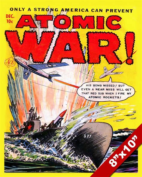 Cold War Era Us Propaganda Atomic Bomb Explosion War Comic Poster On