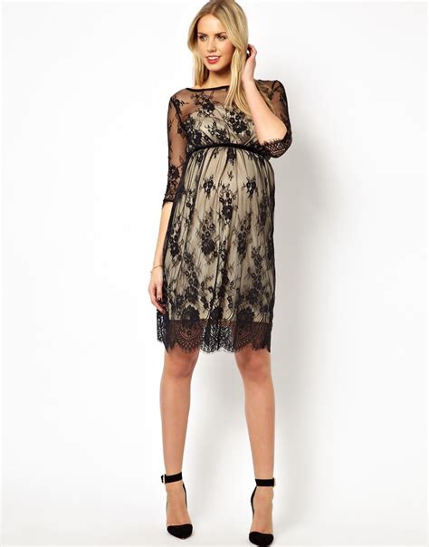 Lyst Asos Maternity Exclusive Lace Midi Dress With Scalloped Detail
