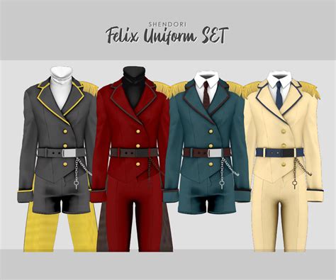 Shendori Sims4 Felix Uniform Set ᐛ Top Love 4 Cc Finds