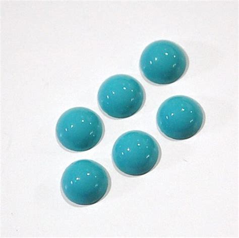 Vintage Opaque Turquoise Blue Glass Cabochons 8mm Cab173a