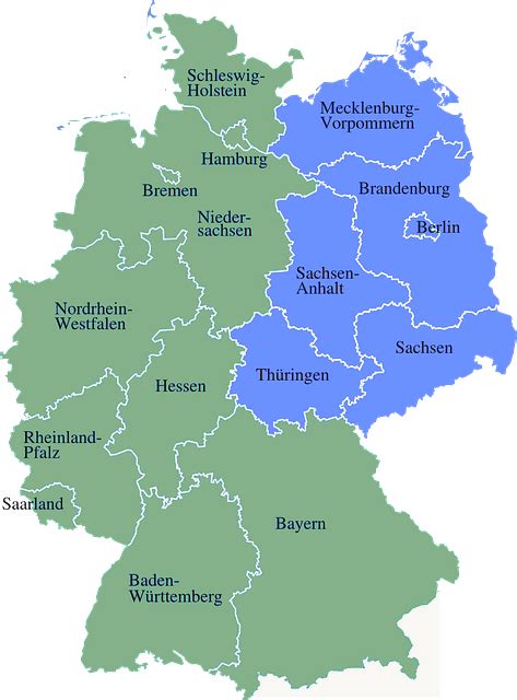 Deutschland und die 16 bundesländer mit seinen landeshauptstädten auf einer karte und zusätzlich in einer tabelle sowie flüsse, berge, landschaften. Bundesländer Deutschland