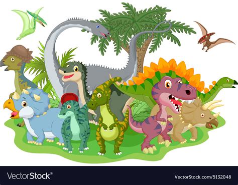 Cartoon Group Of Dinosaur Royalty Free Vector Image