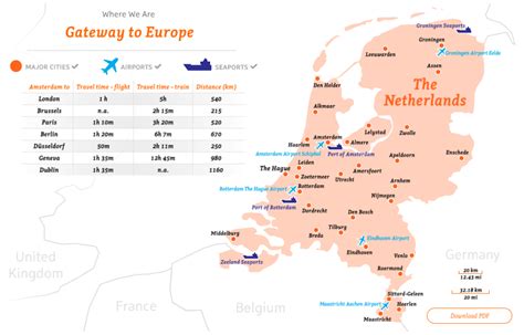 Holland With Major Cities Airports And Seaports Holland Is The Gateway To