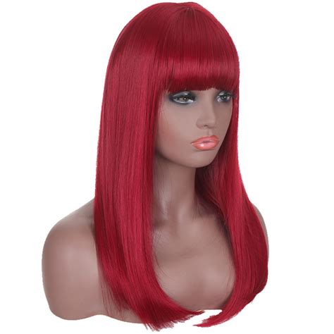 Long Red Straight Wig With Bangsnature Wigsweet Girl Wigjk Etsy