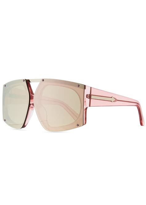 Karen Walker Salvador Oversized Mirrored Wrap Sunglasses Pink