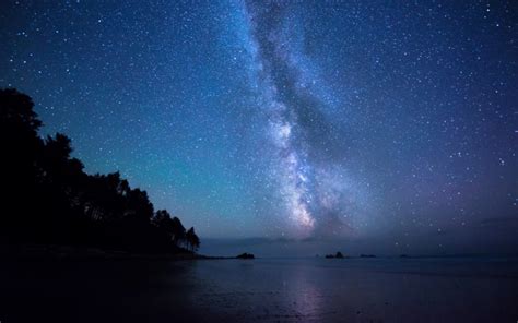 Starry Sky The Milky Way Beach Night Sea Stars Photo 3562 Hd