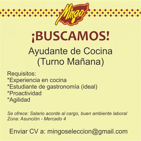 Precisamos ayudantes de cocina para jornada completa o parcial, con experiencia en cocina tradicional. ¡SE BUSCA COCINERA/ AYUDANTE DE COCINA! Enviar CV a la ...