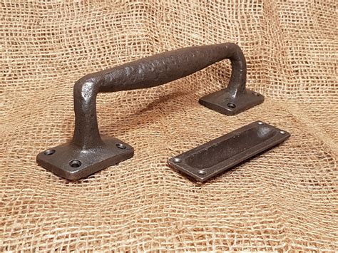 Vintage Antique Iron Barn Door And Insert Flush Handle Set Set By The